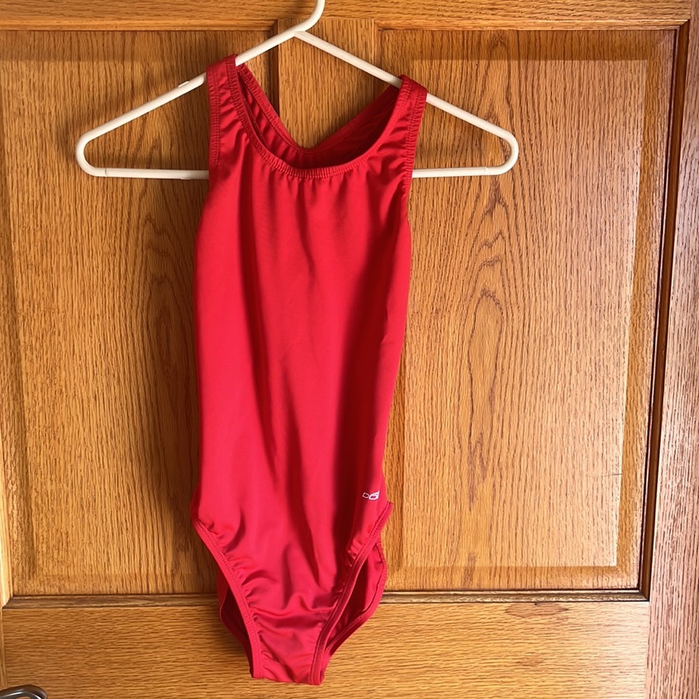 Dolfin 1 Piece Cut Out Racer Back Swimsuit Red Women’s Size 34